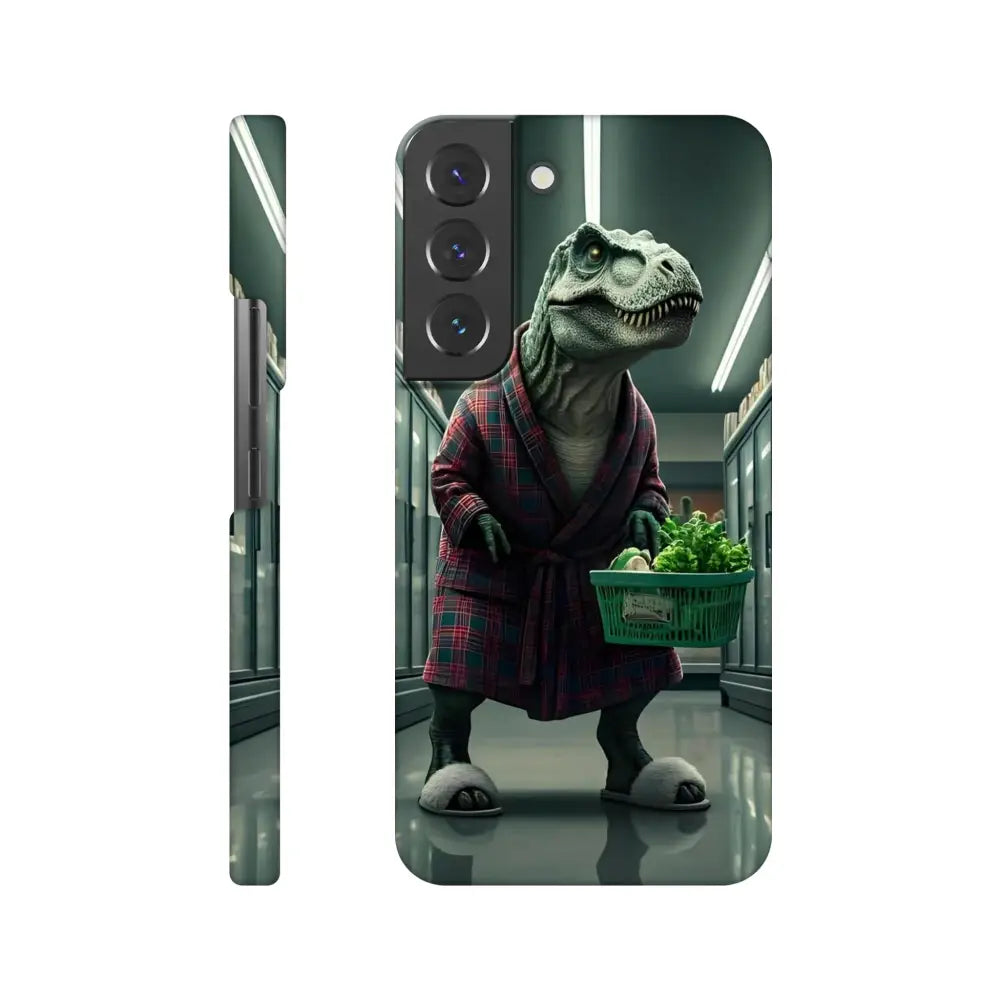 Phone case featuring a dinosaur in a robe for Samsung Slim Case by PixiOnyx