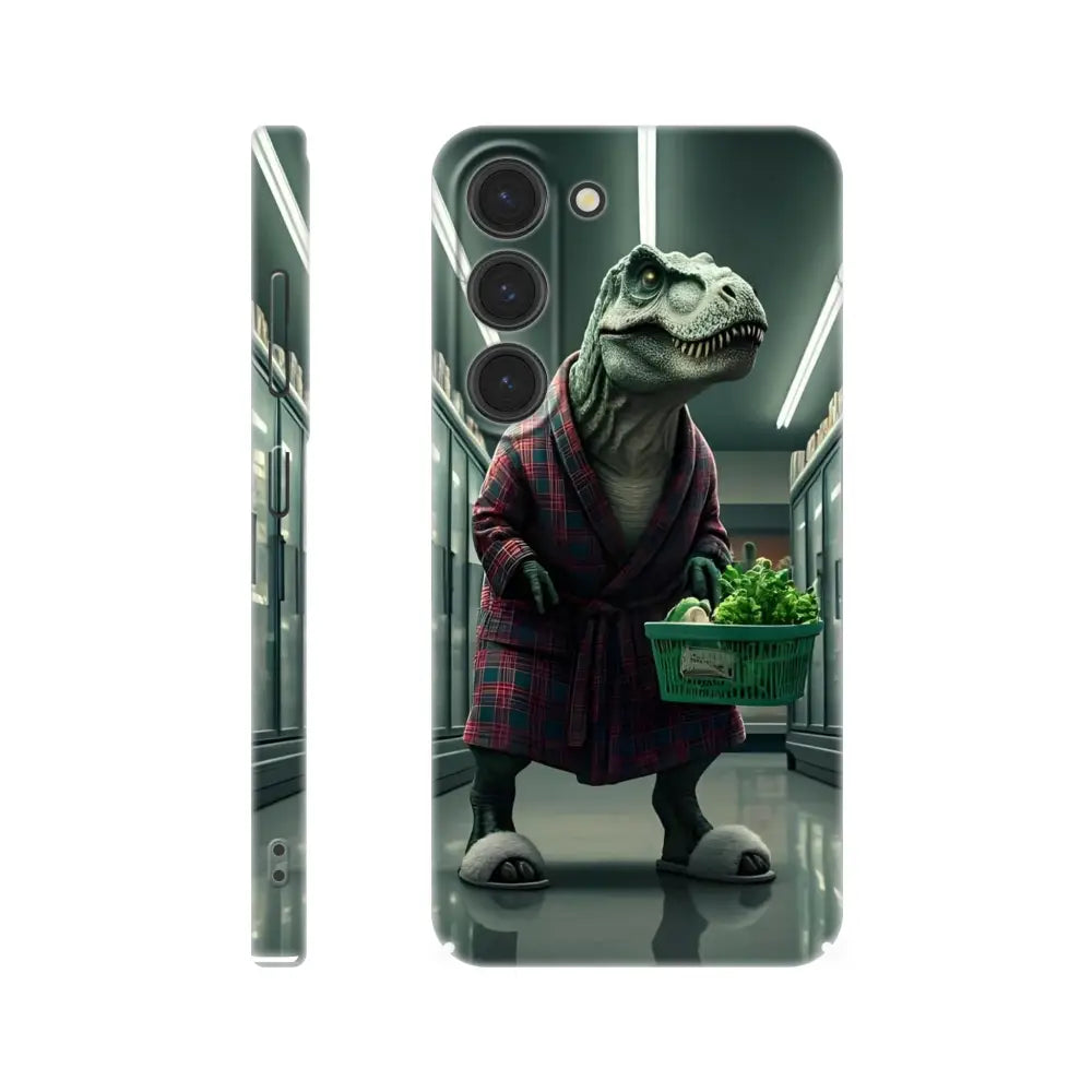 Dinosaur wearing a robe on a Phone case for Samsung Slim Case by PixiOnyx Comedy Creature
