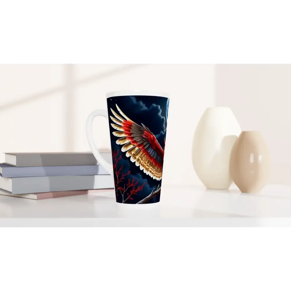 Tall mug with eagle design from PixiOnyx Crimson Wings Unfurled Latte collection