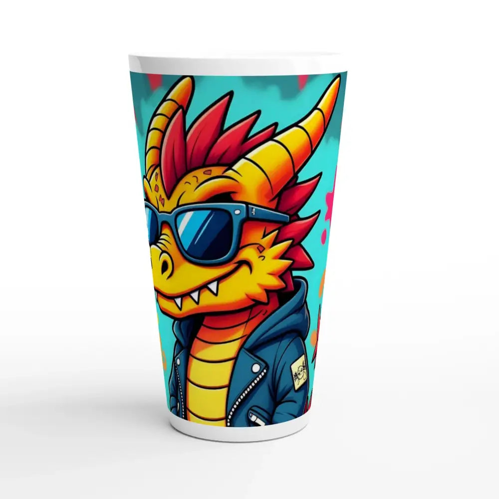 Latte mug with cartoon dragon design from Graffiti Groove Dragon PixiOnyx Urban Sipper