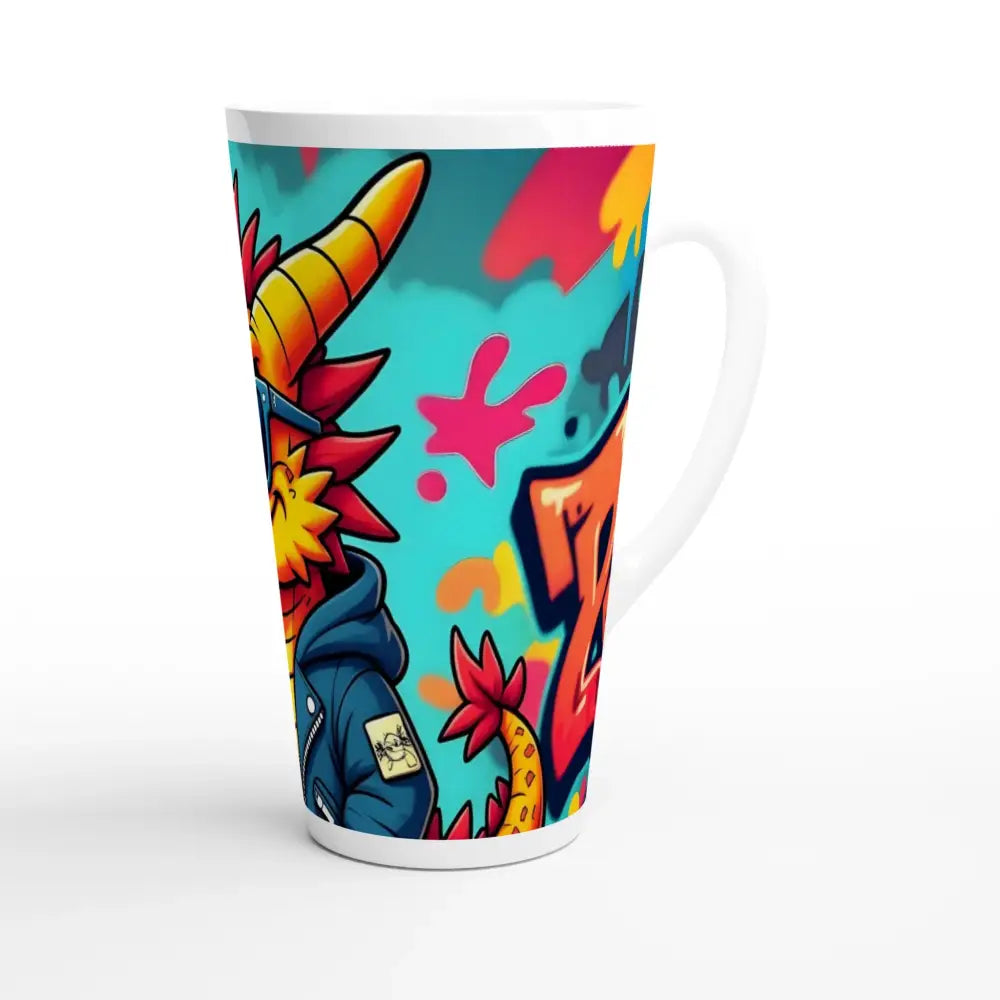 17oz Latte Mug featuring graffiti dragon design from PixiOnyx Urban Sipper