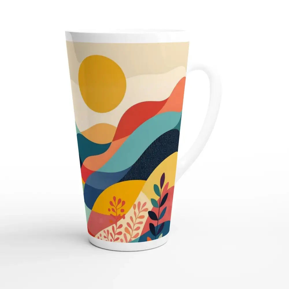 Colorful landscape design on a 17oz Latte Mug with Abstract Nature Theme