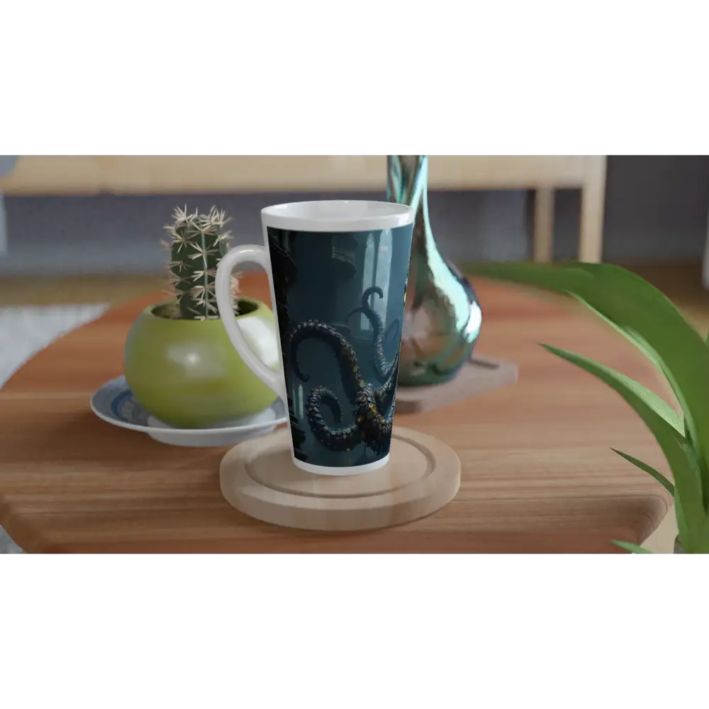 Octopus-themed tall mug from Latte Mug Clocktopus PixiOnyx Cathedral Horror Caffeine Chalice