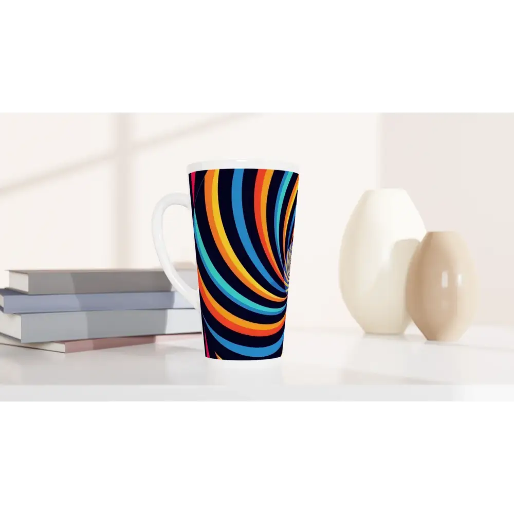 Tall colorful swirling latte mug from PixiOnyx Urban Morning collection