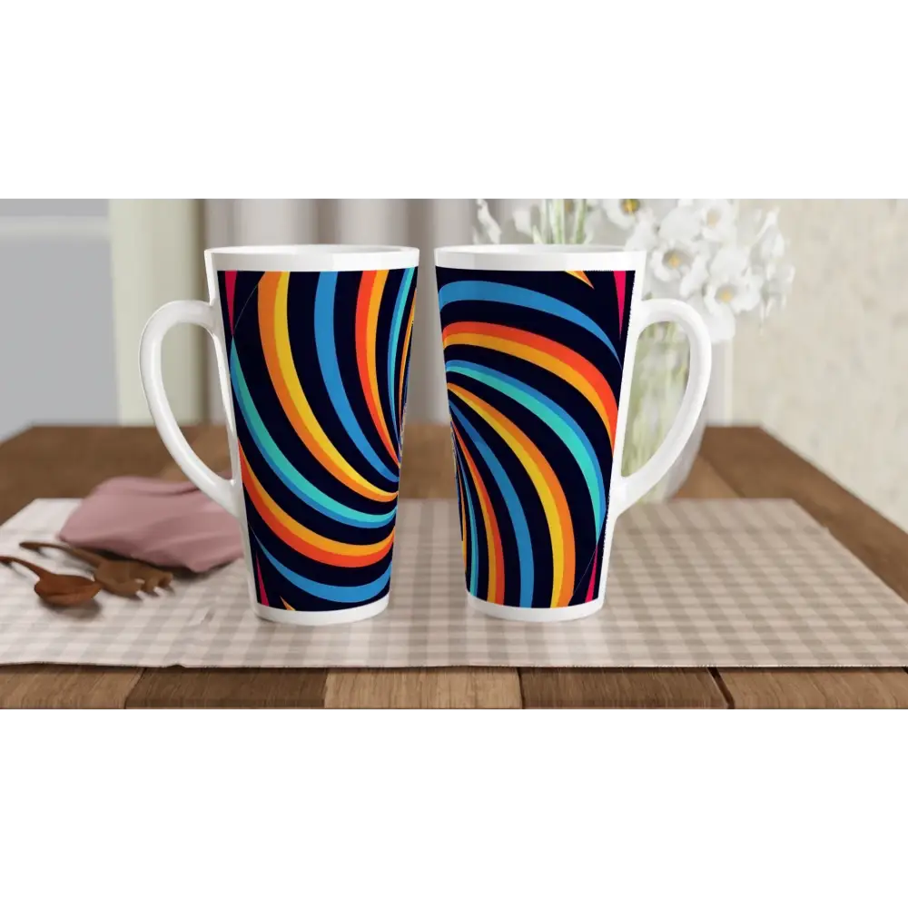 Colorful swirl-patterned Latte Mugs from PixiOnyx Urban Morning