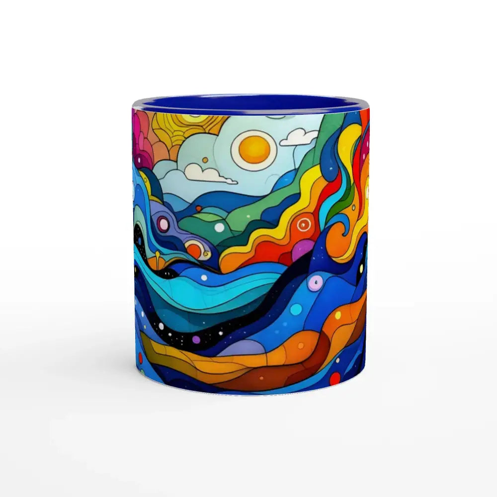 Colorful abstract landscape layered spectrum mug 11oz ceramic coffee cup for psychedelic design