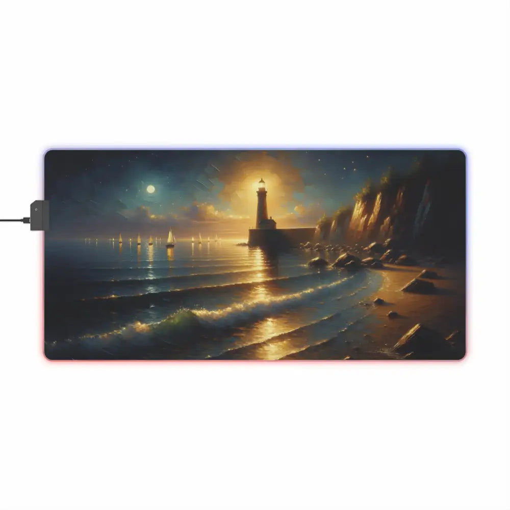 Illuminated lighthouse scene mousepad for LED Gaming Mouse Pad – Beacon of the Quiet Tide