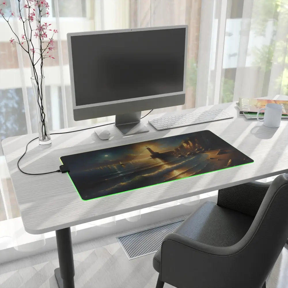 Illuminated LED Gaming Mouse Pad with painterly glowscape design for smooth gaming experience
