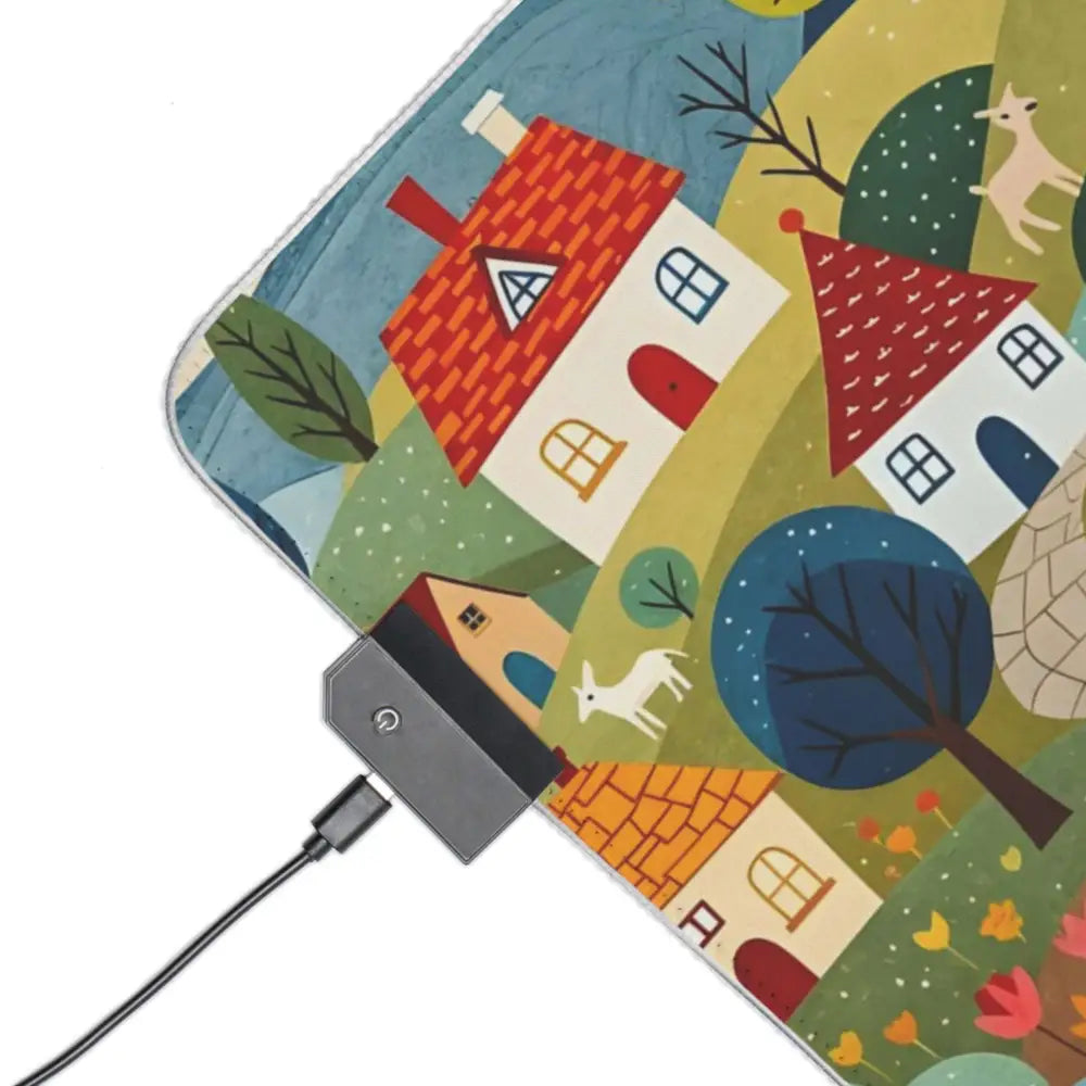 Heated mat with whimsical village pattern from Hillside Harmony by Honson Ventures Limited