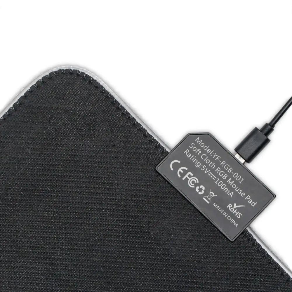 Black RGB gaming mouse pad with USB cable showcasing Hillside Harmony design by Honson Ventures Limited
