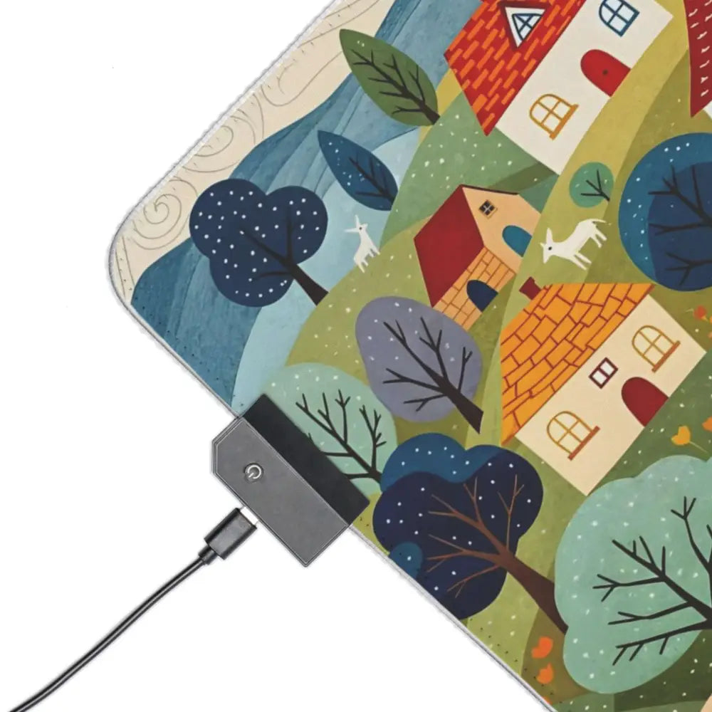 Colorful hillside harmony themed heated mouse pad with USB-C connection by Honson Ventures Limited