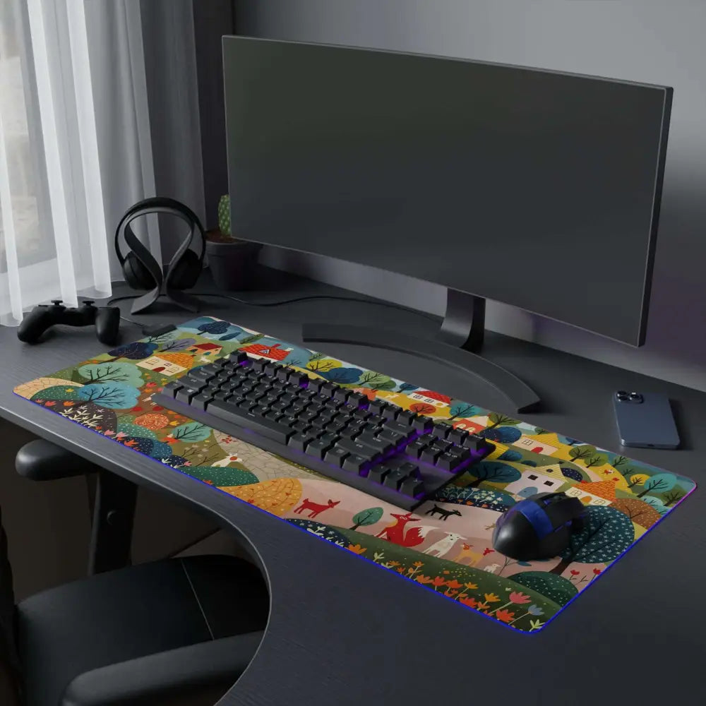 LED Gaming Mouse Pad Hillside Harmony with colorful landscape design by Honson Ventures Limited