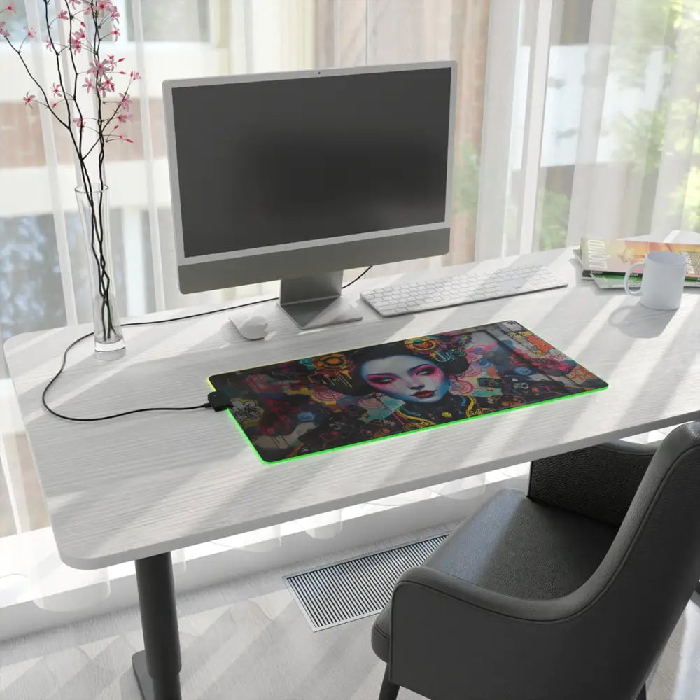 Illuminated Geisha Mousepad with LED lighting for gaming and precision control