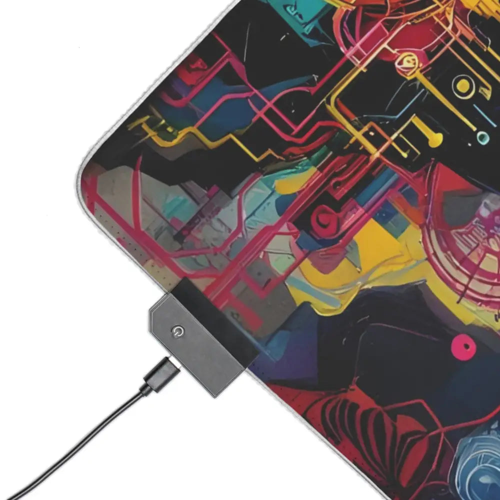 Colorful patterned LED Gaming Mouse Pad with Geisha and Mech Shrine design
