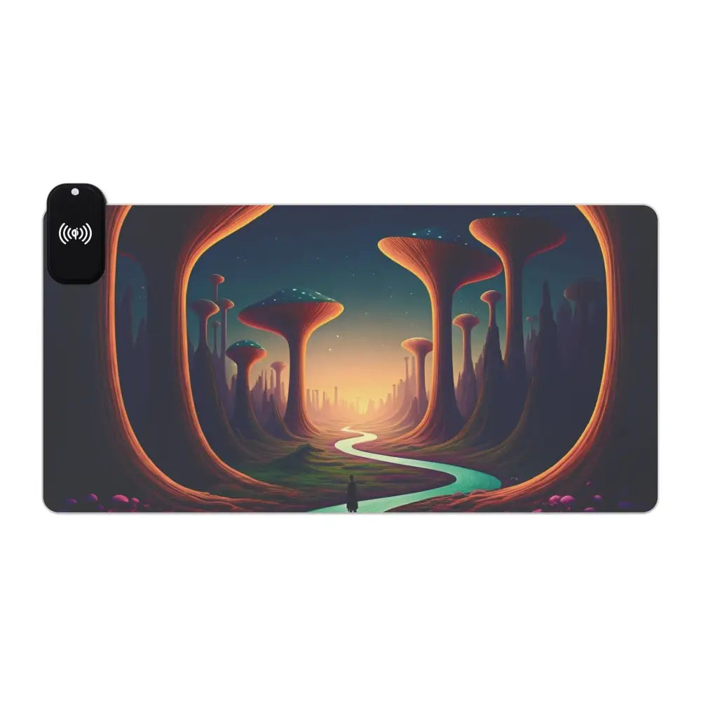 Wireless charging mousepad with Alien landscape design for Gaming in Mushroom Valley Mindwalk