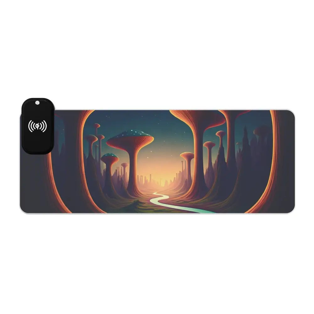 Wireless charging mousepad with Alien Landscape design for gaming and RGB lighting