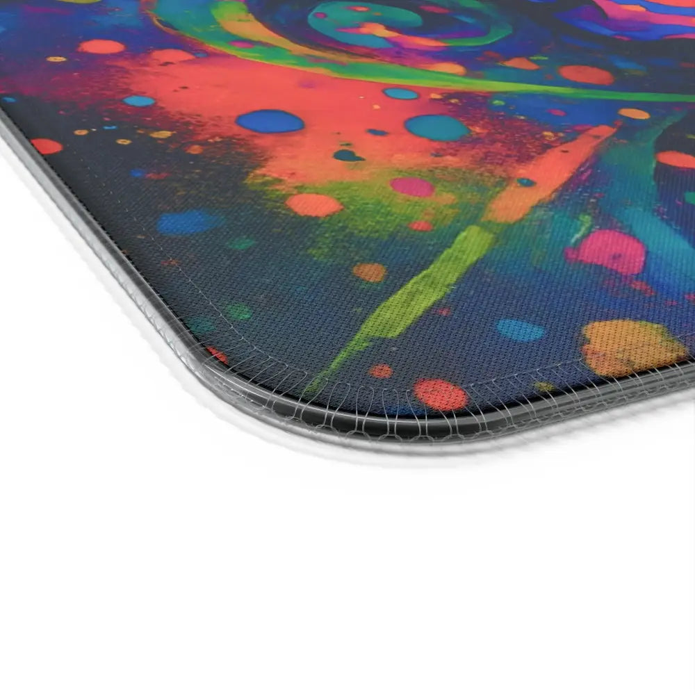 Colorful abstract patterned LED Gaming Mouse Pad with Psychedelic Skull Glow design