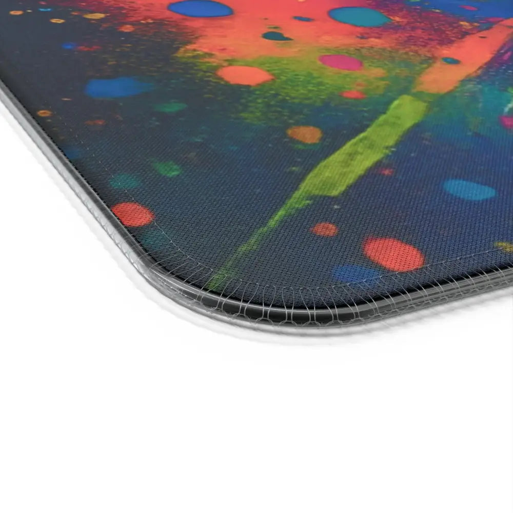 Colorful splatter-patterned LED Gaming Mouse Pad with Psychedelic Skull Glow by PixiOnyx