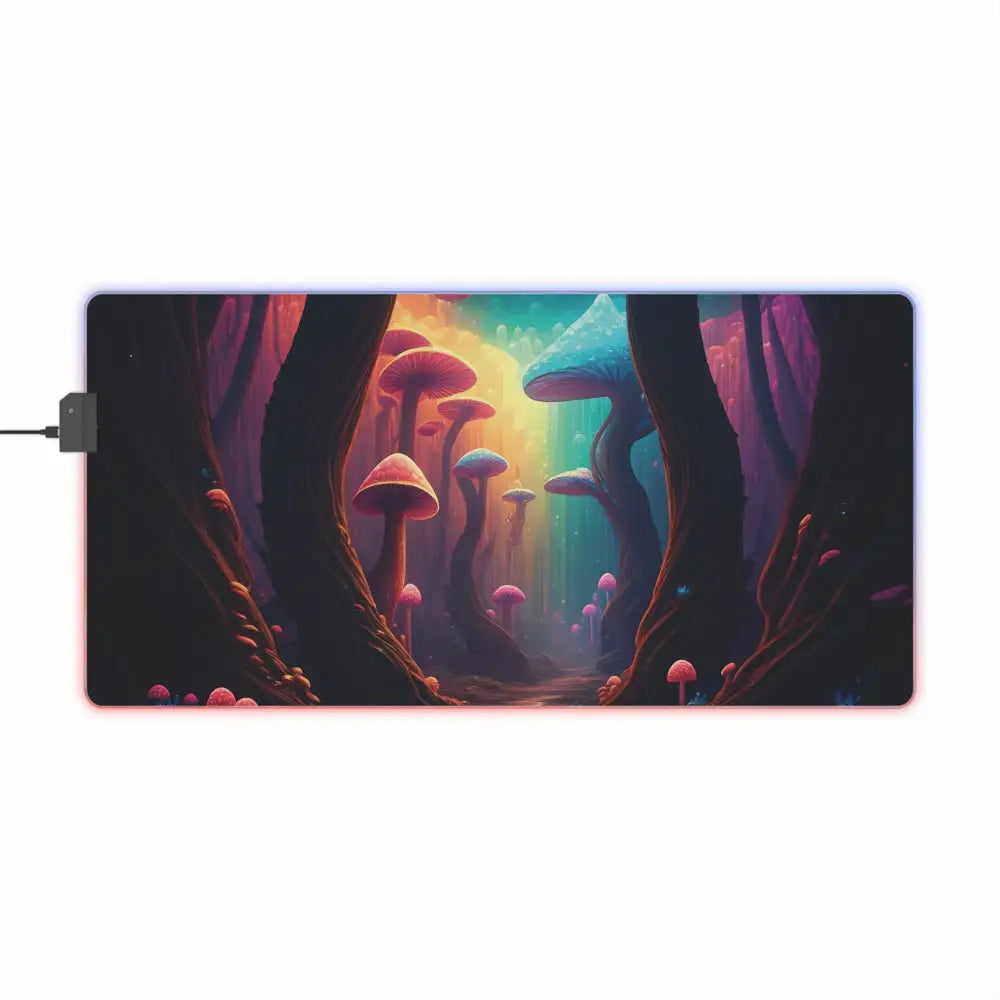 Illuminated Mushroom Forest Mousepad with RGB Lighting for Gaming and Desk Setup