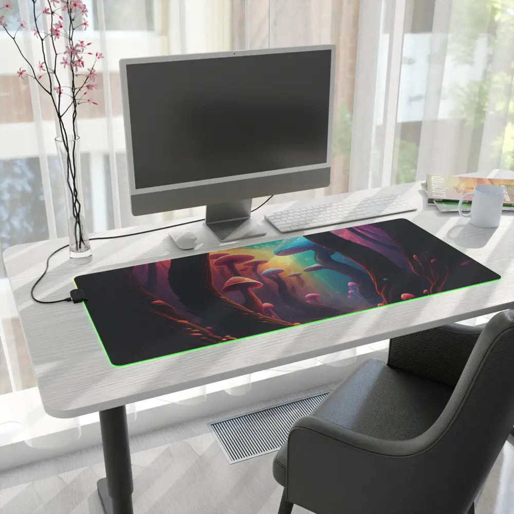 Illuminated mushroom-themed LED Gaming Mouse Pad with RGB lighting from PixiOnyx