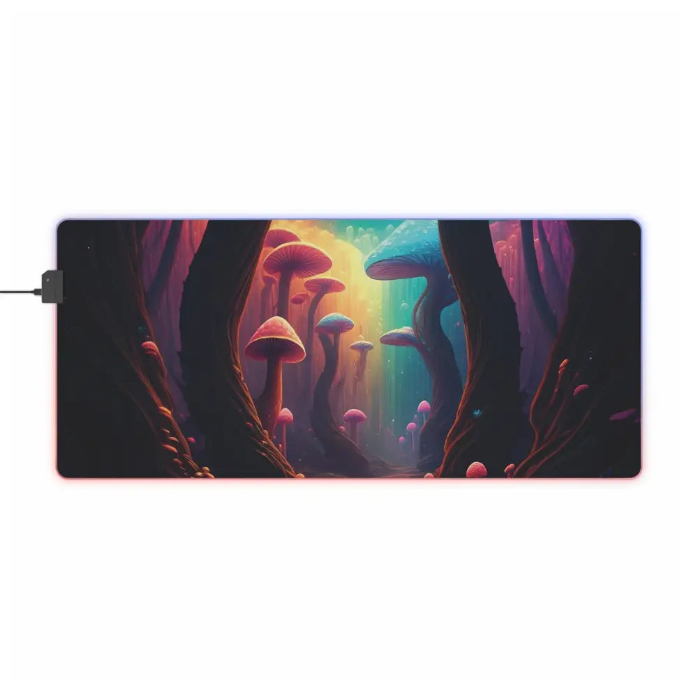 Illuminated mushroom forest design LED Gaming Mouse Pad PixiOnyx RGB Desk Mat