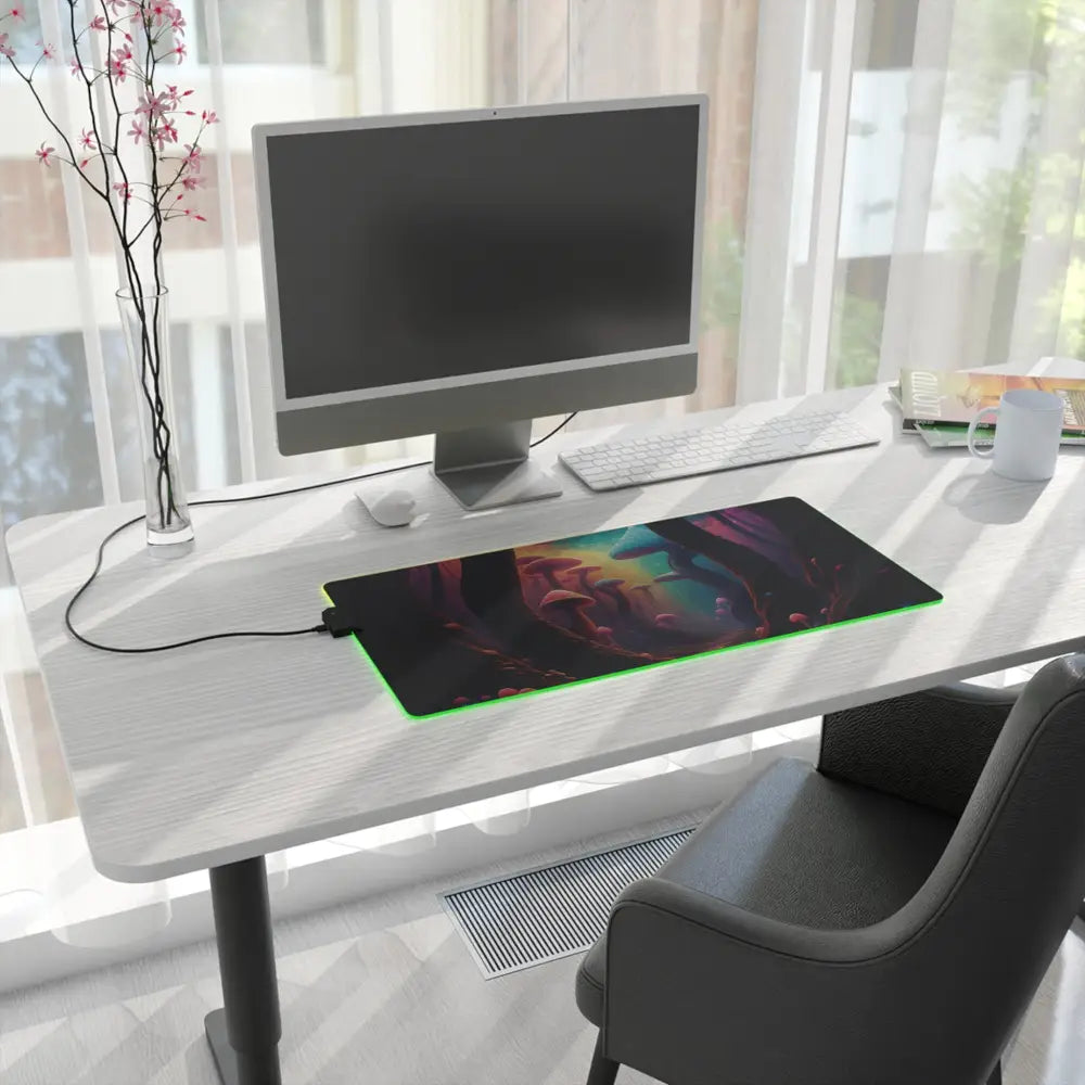 Illuminated gaming mousepad with abstract design from LED Gaming Mouse Pad Shroom Bloom PixiOnyx RGB Desk Mat