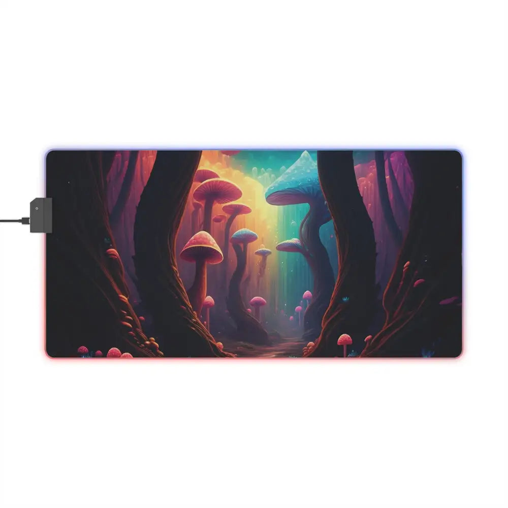 RGB gaming mousepad with mushroom forest design from PixiOnyx Shroom Bloom series