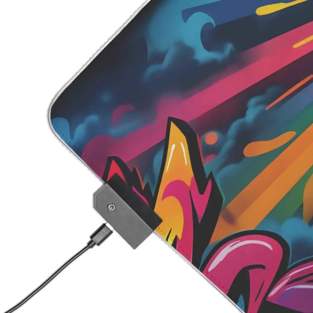 LED Gaming Mouse Pad Skullstorm Surge with vibrant abstract design and RGB lighting