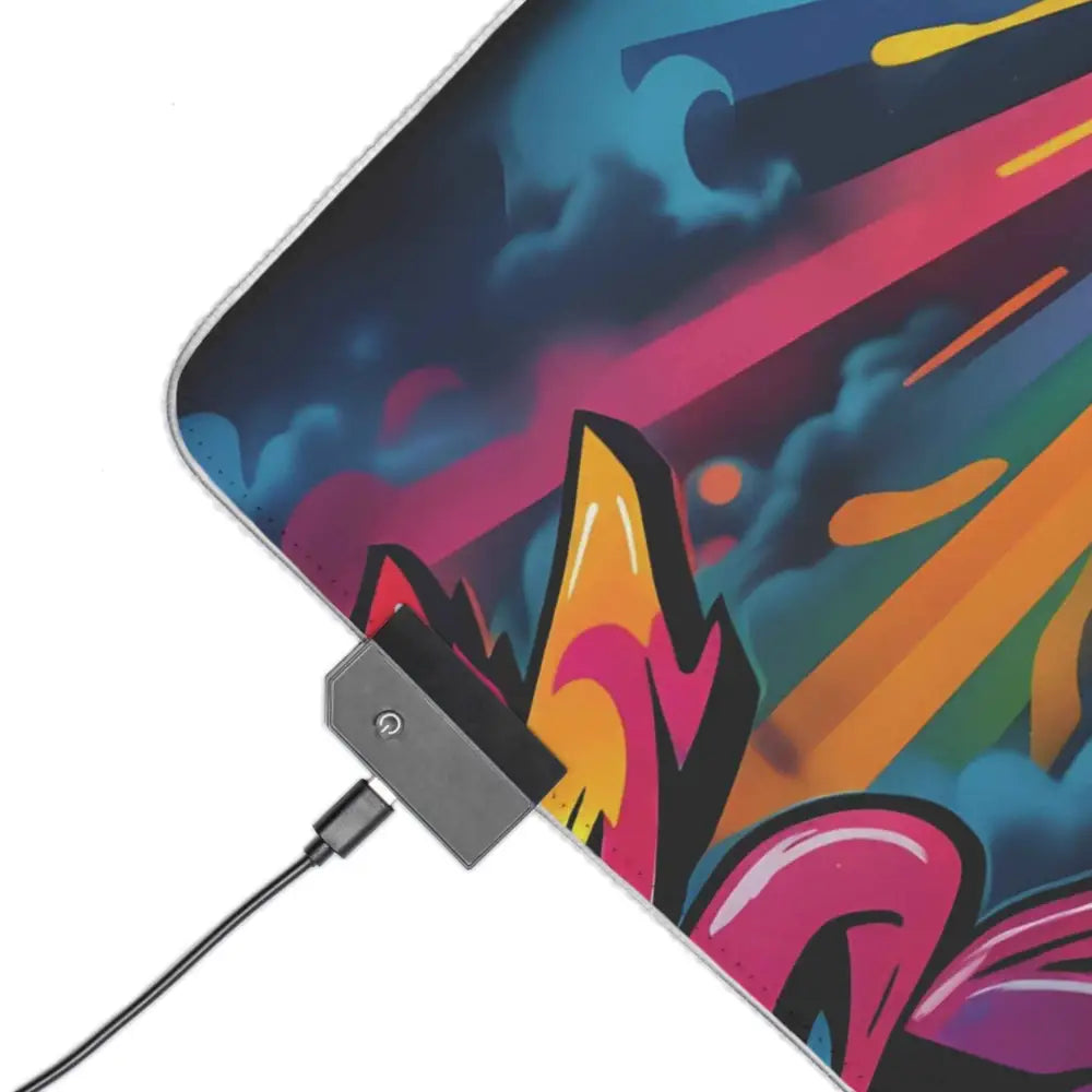 Colorful graffiti LED Gaming Mouse Pad Skullstorm Surge with detachable cable electrified desk dominator