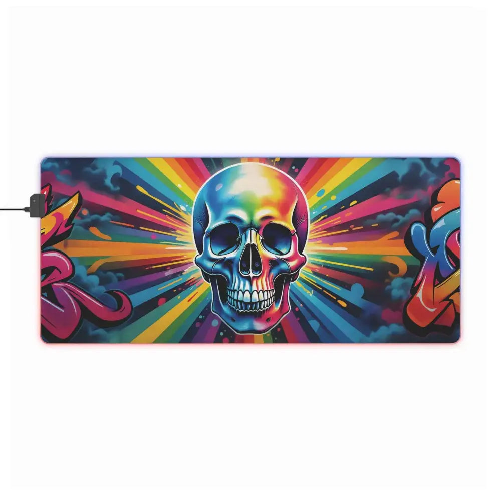 RGB gaming mouse pad Skullstorm Surge with vibrant skull meets spectrum design