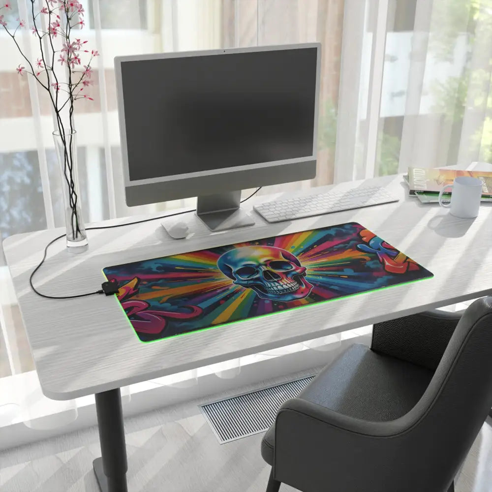 LED Gaming Mouse Pad Skullstorm Surge with skull meets spectrum RGB lighting for electrified desk dominance