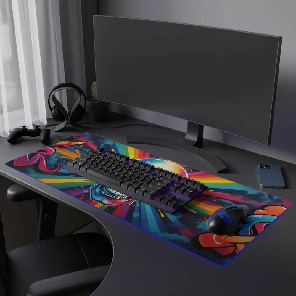 LED Gaming Mouse Pad Skullstorm Surge with RGB Spectrum for electrified desk dominator gaming setup