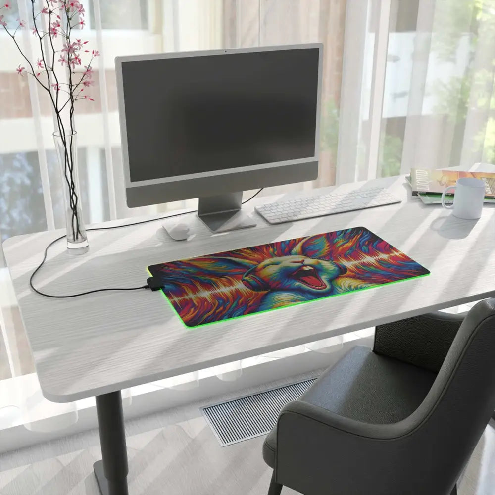 Vibrantly colored illuminated gaming mouse pad with stylized rabbit design from Sonic Scream series