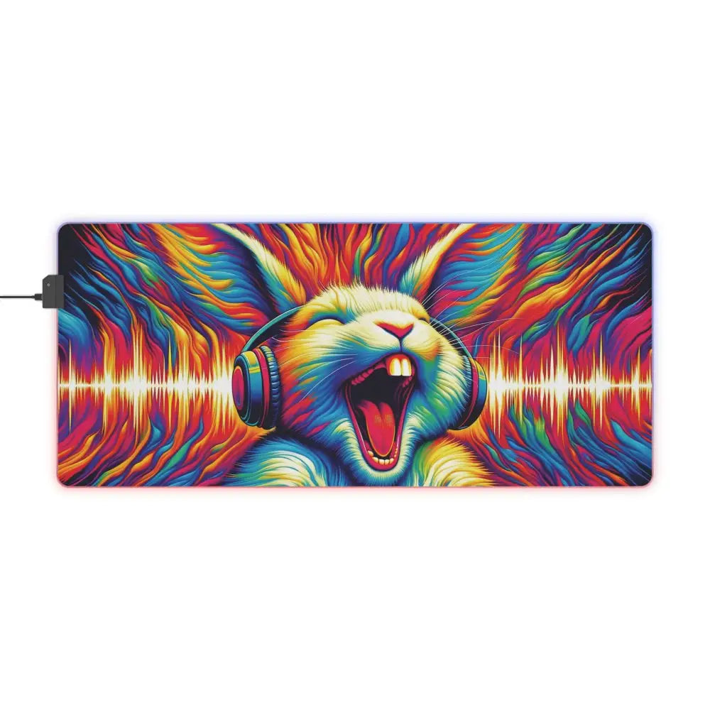 RGB gaming mouse pad Sonic Scream with psychedelic bunny and sound waves by Honson Ventures Limited