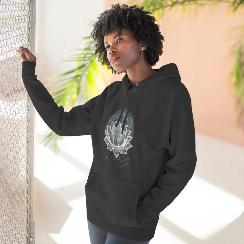 Lotus Blossom Fleece Unisex Hoodie Cozy Inspirational Sweatshirt for Yoga Lovers Gift Wellness Meditation Apparel Every