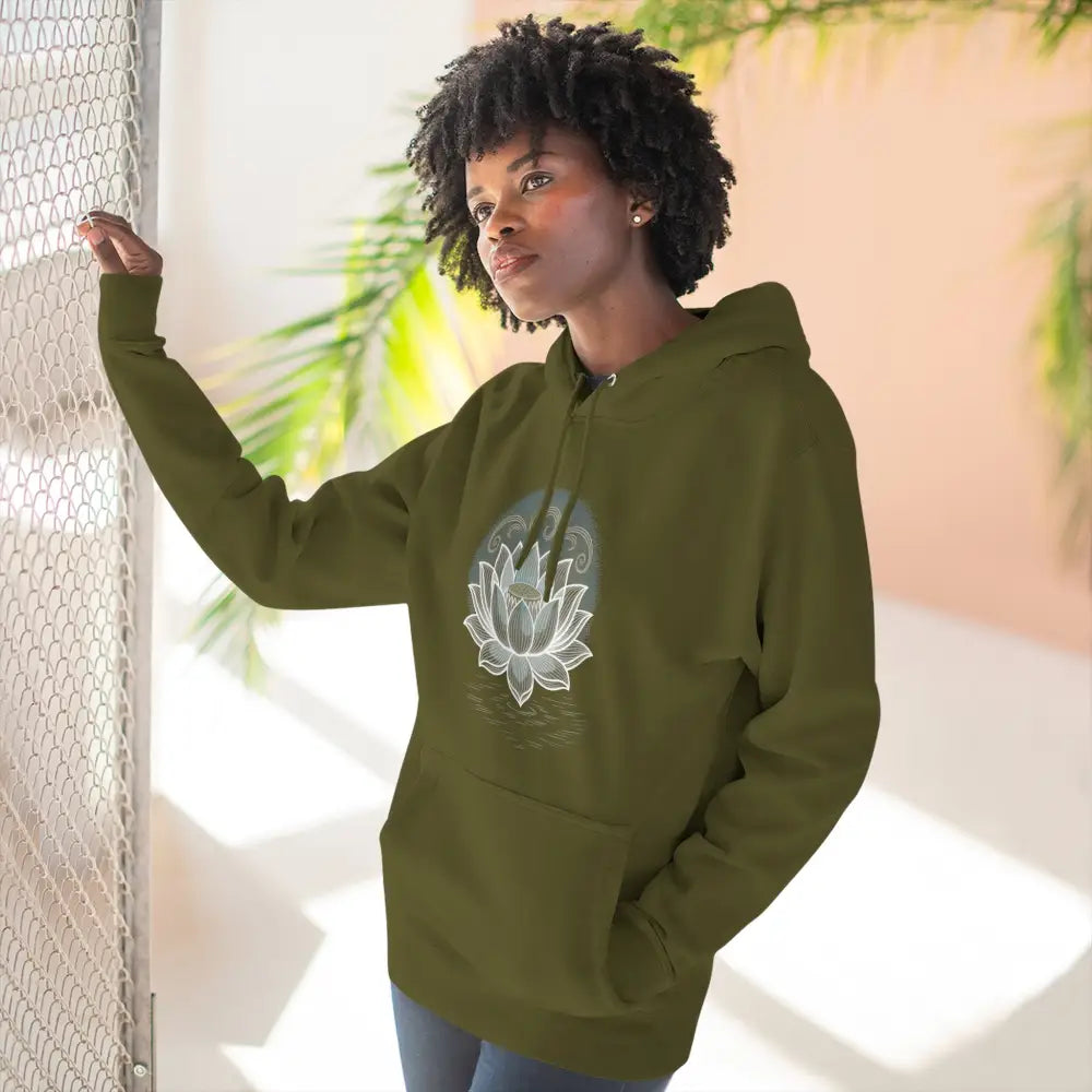 Lotus Blossom Fleece Unisex Hoodie Cozy Inspirational Sweatshirt for Yoga Lovers Gift Wellness Meditation Apparel Every