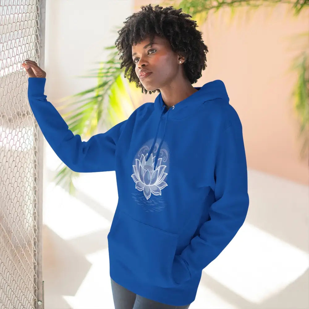 Lotus Blossom Fleece Unisex Hoodie Cozy Inspirational Sweatshirt for Yoga Lovers Gift Wellness Meditation Apparel Every