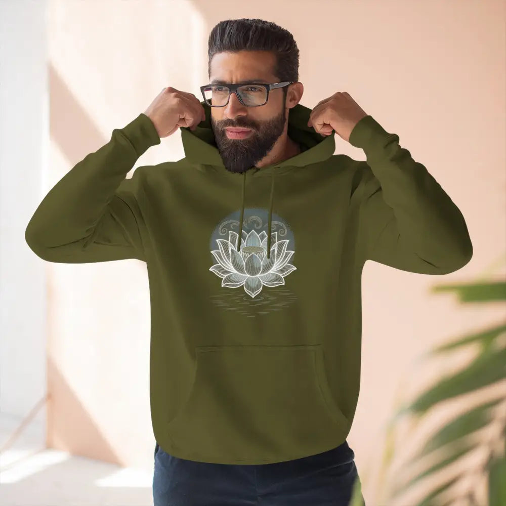 Lotus Blossom Fleece Unisex Hoodie Cozy Inspirational Sweatshirt for Yoga Lovers Gift Wellness Meditation Apparel Every