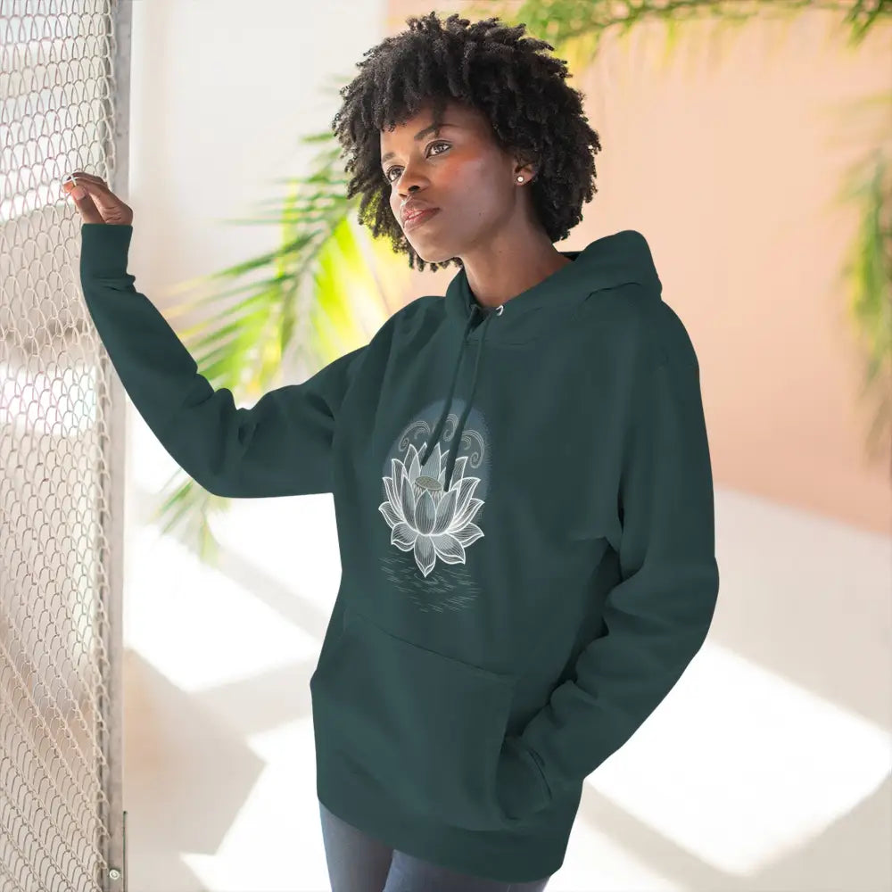 Lotus Blossom Fleece Unisex Hoodie Cozy Inspirational Sweatshirt for Yoga Lovers Gift Wellness Meditation Apparel Every