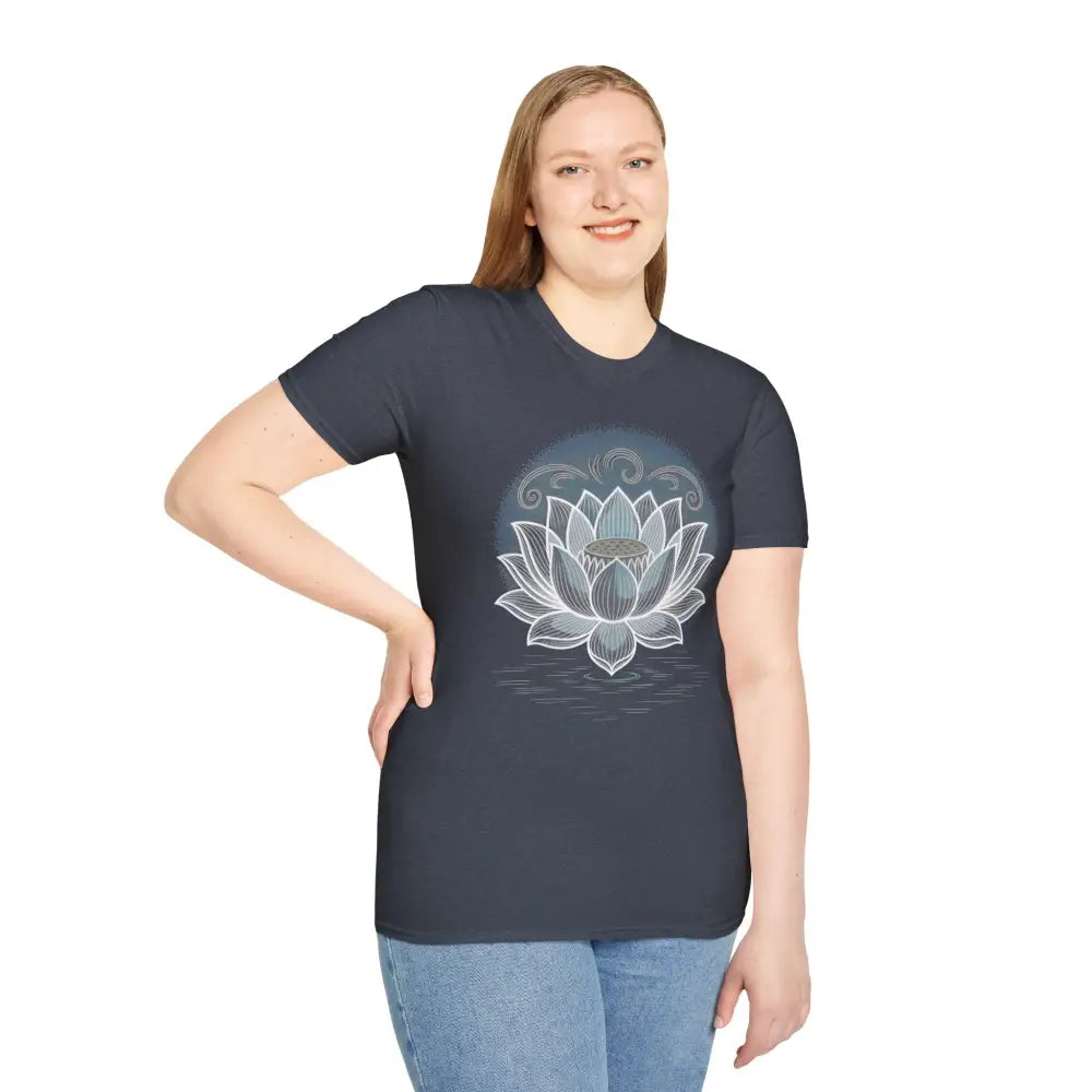 Lotus Blossom Unisex T Shirt Softstyle Tee Yoga Apparel Mindfulness Gift Meditation Spiritual Wear Design