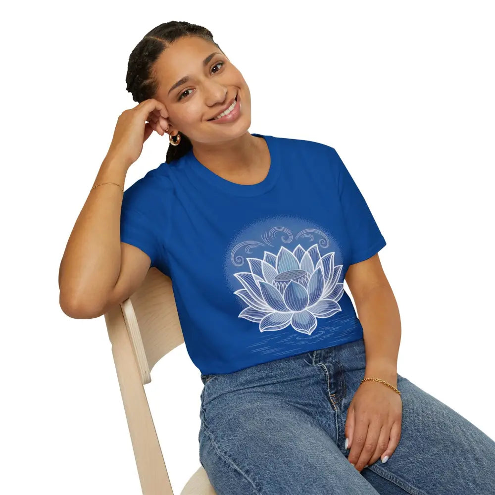 Lotus Blossom Unisex T Shirt Softstyle Tee Yoga Apparel Mindfulness Gift Meditation Spiritual Wear Design