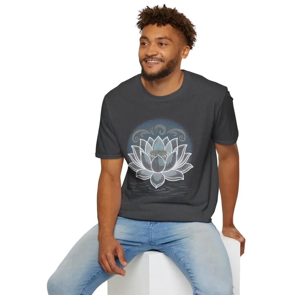 Lotus Blossom Unisex T Shirt Softstyle Tee Yoga Apparel Mindfulness Gift Meditation Spiritual Wear Design