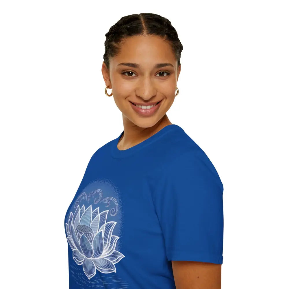 Lotus Blossom Unisex T Shirt Softstyle Tee Yoga Apparel Mindfulness Gift Meditation Spiritual Wear Design