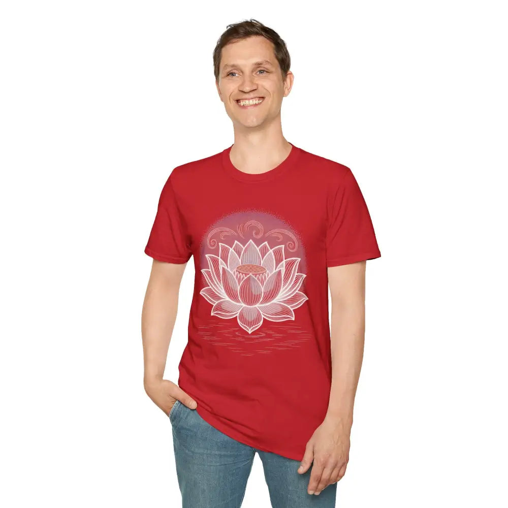 Lotus Blossom Unisex T Shirt Softstyle Tee Yoga Apparel Mindfulness Gift Meditation Spiritual Wear Design