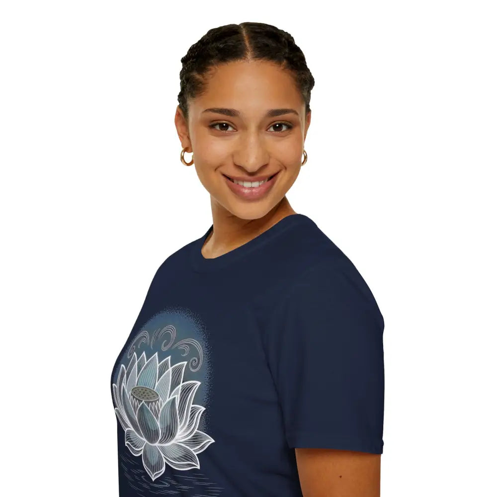 Lotus Blossom Unisex T Shirt Softstyle Tee Yoga Apparel Mindfulness Gift Meditation Spiritual Wear Design