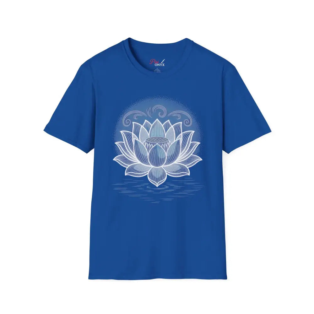 Lotus Blossom Unisex T Shirt Softstyle Tee Yoga Apparel Mindfulness Gift Meditation Spiritual Wear Design Royal / S