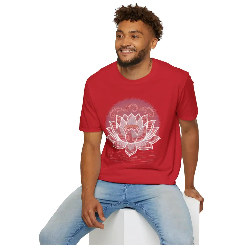 Lotus Blossom Unisex T Shirt Softstyle Tee Yoga Apparel Mindfulness Gift Meditation Spiritual Wear Design