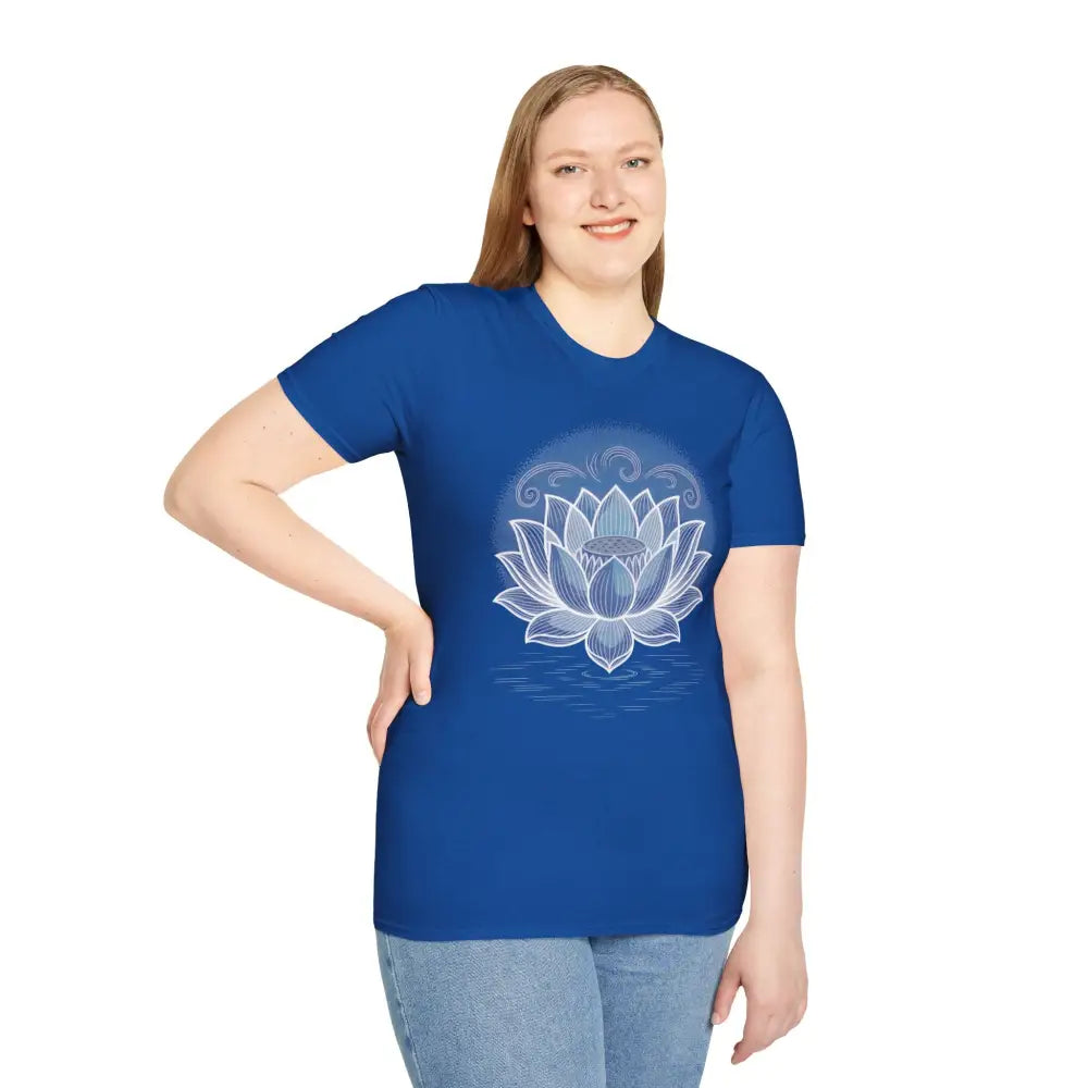 Lotus Blossom Unisex T Shirt Softstyle Tee Yoga Apparel Mindfulness Gift Meditation Spiritual Wear Design