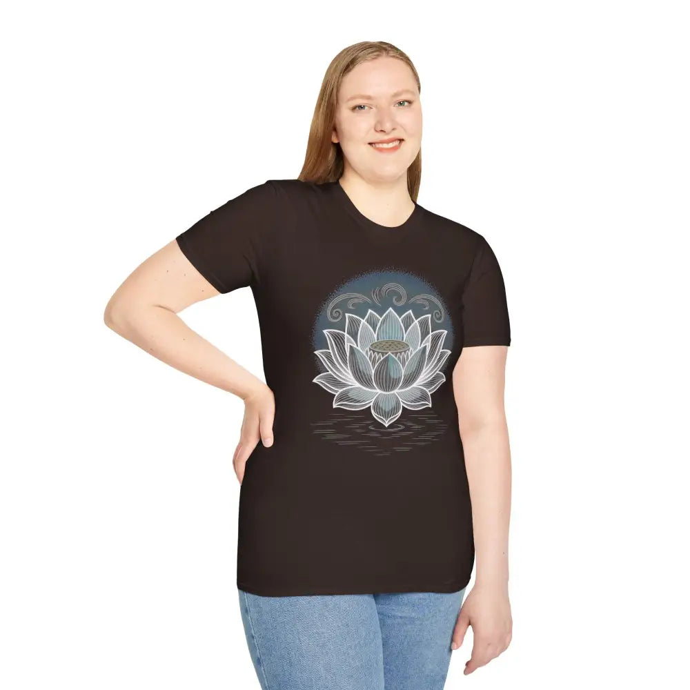 Lotus Blossom Unisex T Shirt Softstyle Tee Yoga Apparel Mindfulness Gift Meditation Spiritual Wear Design