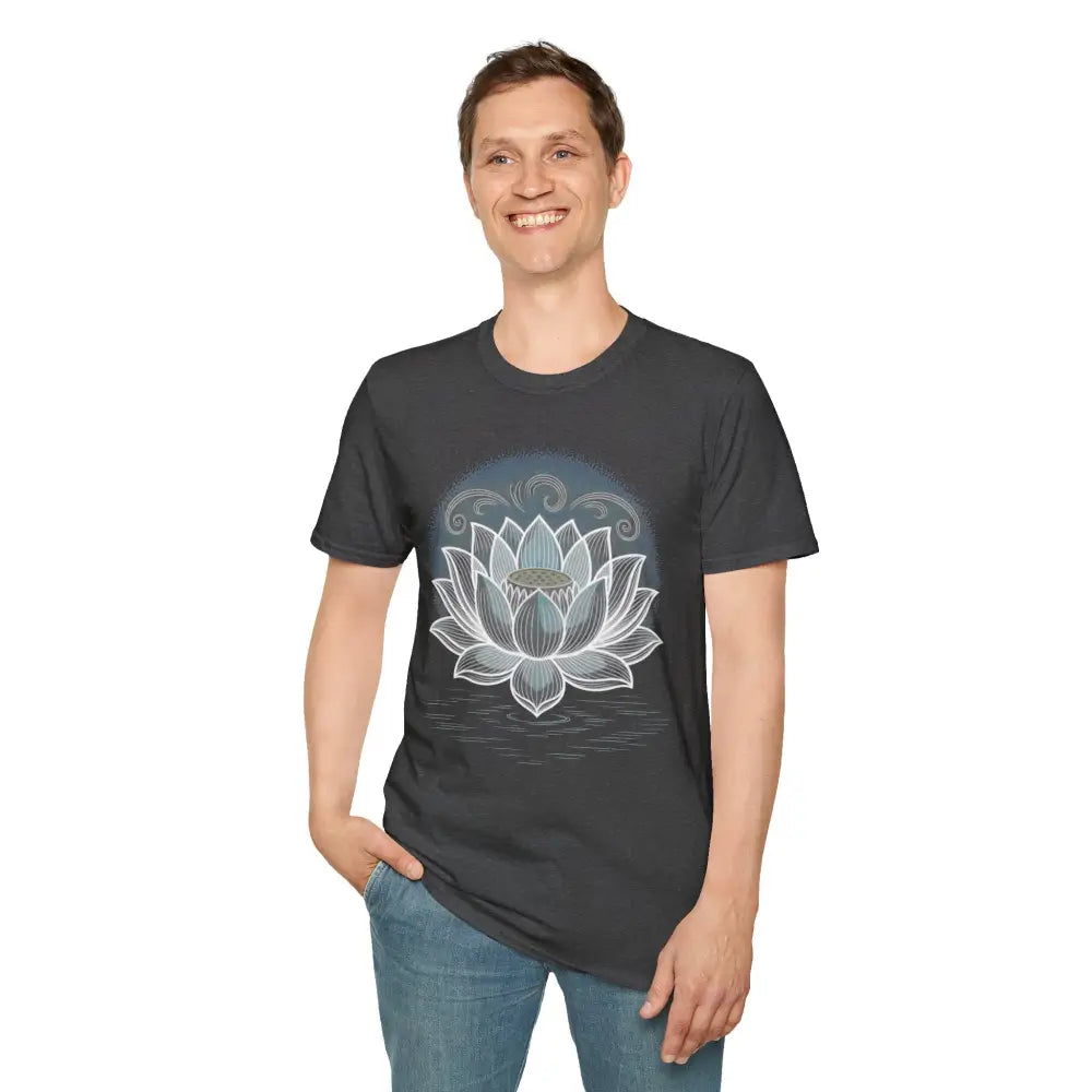 Lotus Blossom Unisex T Shirt Softstyle Tee Yoga Apparel Mindfulness Gift Meditation Spiritual Wear Design